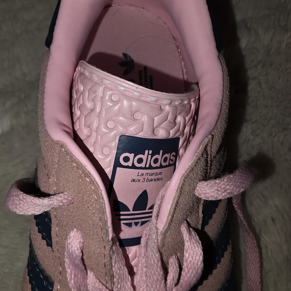 adidas Suede Gazelle Bold in Pink Glow With Blue Stripe Womens 5.5